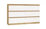 Komoda su 6 stalčiais 120 cm Malwa &mdash; Artisan Oak / Balta, medžio drožlių plok&scaron;tė