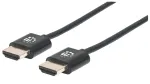 Manhattan HDMI kabelis su Ethernet (ypač plonas), 4K@60Hz (Premium High Speed), 1,8 m, Ki&scaron;tukas&ndash;Ki&scaron;tukas, Juodas, Ultra HD 4k x 2k, Visi&scaron;kai ekranuotas, Auksuoti kontaktai, Viso gyvenimo garantija