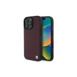 BMW iPhone 16 Pro Max Red Hardcase Sign Leather Diamond Metal Logo MagSafe