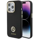 Guess GUHCP15XM4DGPK Hardcase Silicone Logo Strass 4G Back Cover, skirta Apple iPhone 15 Pro Max 6,7 colio, juoda