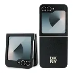 DKNY DKHCZF6PSHRPSK Apsauginis dėklas, skirtas Samsung Galaxy Z Flip6 / Z Flip7 FE - Juodas, Repeat Pattern Stack Logo