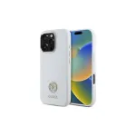 Guess GUHCP16LM4DGPH iPhone 16 Pro 6,3 colio balto silikono kietasis dėklas su kalnų kri&scaron;tolų logotipu 4G