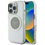Guess IML Metal Colored Circle Classic Logo MagSafe Case, iPhone 16 Pro, pilka