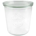 WECK Mold Jar 580ml rinkinys (6 vnt.) &ndash; permatomi stikliniai konservavimo indai su dangteliais, spaustukais ir guminiais žiedais