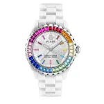 Philipp Plein Women's PWPPA0124 The Skeleton kvarcinis laikrodis 38 mm, rožinio aukso PVD nerūdijančio plieno korpusas, juodas silikoninis dirželis