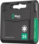 Wera 20 dalių Bit-Check antgalių rinkinys, TORX TX 25, 25 mm ilgio, 1/4 colio hex pavara, su Rapidaptor greito atlaisvinimo antgalių laikikliu 05057773001