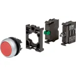 Eaton M22-DL-R-K10LED-BVP ap&scaron;viečiamas mygtukas, plastikinis priekinis žiedas (110932)
