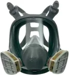 3M 6800 viso veido daugkartinis respiratorius, M dydžio, silikoninis, polikarbonatinis lę&scaron;is, bajonetinė filtrų jungtis, pilkas/juodas