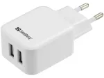Sandberg AC Charger Dual USB 2.4+1A EU, vidinis, AC, USB, 5 V, juoda, balta