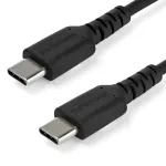 StarTech.com 1 m USB C įkrovimo laidas &ndash; patvarus greitas įkrovimas ir sinchronizavimas USB 2.0 Type C į USB C ne&scaron;iojamojo kompiuterio įkrovimo laidas &ndash; TPE apvalkalas, aramidinis pluo&scaron;tas, M/M, 60 W, juoda &ndash; Samsung S10 S20 iPad Pro MS Surface