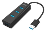 UNITEK Y-3089 USB 3.2 Gen 1 (3.1 Gen 1) Type-A 4 prievadų aktyvus &scaron;akotuvas 5000 Mbit/s Juodas