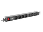 Lanberg PDU-04E04I-0200-BK 1U serverių spintos PDU, 4x E tipo + 4x IEC C13, 16 A, 2 m, juodas