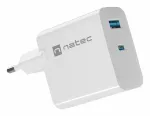 NATEC NUC-2144 Universalus mobiliojo įrenginio greitasis AC įkroviklis, baltas, vidaus naudojimui