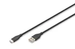DIGITUS USB-C silikoninis įkrovimo laidas USB-A - USB-C USB 2.0 60W - 1m juodas