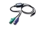 ATEN PS/2 į USB adapteris, 0,9 m, 2x 6-p Mini-DIN, USB A, vyri&scaron;kas, moteri&scaron;kas, juodas