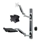 StarTech.com sieninis darbo stalas su VESA laikikliu 32 inch monitoriams (10 kg), pilnai reguliuojamas vieno monitoriaus laikiklis ir klaviatūros lentyna su kompiuterio kron&scaron;teinu, stovimas stalas