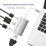 Dokavimo stotelė helos 288388 USB 3.1 Type-C su 4K HDMI, DVI ir VGA i&scaron;ėjimais