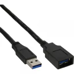 InLine USB 3.2 Gen.1 prailginimo kabelis, USB-A ki&scaron;tukas / lizdas, juodas, 1,5 m (35615)