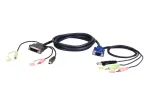ATEN 2L-7DX2U vaizdo kabelio adapteris 1,8 m VGA (D-Sub) + 3,5 mm + USB Type-A į DVI-I + 3,5 mm + USB Type-B juoda, žalia, rožinė