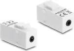 Keystone modulis DELOCK stereo lizdas moteri&scaron;kas 3,5 mm 4 kontaktų į stereo lizdą moteri&scaron;ką 3,5 mm 4 kontaktų baltas