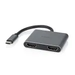 Nedis USB-C&trade; adapteris USB 3.2 Gen 1 | USB-C&trade; ki&scaron;tukas | 2x HDMI&trade; | 4K@30Hz | 0,10 m | Apvalus | nikeliuotas | PVC | Juoda | Dėžutė (CCGB64670BK01)