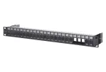 METZ CONNECT BTR E-DAT C6A modulinis skydas 24 prievadai 180&deg;M - juodas - 1U - 130920-BK-E