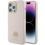 Guess GUHCP15XM4DGPP iPhone 15 Pro Max 6,7 inch Pink Silicone Hardcase su Strass Logotipu 4G