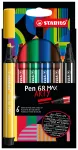 STABILO Pen 68 MAX 6-Pack Arty Edition flomasteriai su kaltiniu antgaliu
