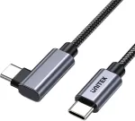 UNITEK USB-C Laidas 90&deg; Kampi&scaron;kas PD 100W 2m Juodas