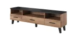 Cama Meble LOTTA 180 cm TV baldas, Wotan ąžuolas ir matinė juoda