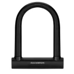 Rockbros RKS610-BK U formos dviračio spyna - juoda, grūdintas plienas, 14 mm lankas, 8/10 saugumas, 2 raktai, tvirtinimo laikiklis