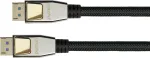 GoodConnections PREMIUM DisplayPort 2.0 kabelis, 54 Gbit/s, UHBR 13.5, 4K @240Hz / 8K @60Hz, visi&scaron;kai metaliniai jungtys, varis (DP20-PY020)