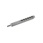 Bachmann 691689 19 colių 1U stovo maitinimo juosta su 6 Schuko lizdais, apsauga nuo vir&scaron;įtampių ir tinklo filtru, pilka