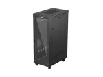 19 colių LANBERG stovimas spintinis stovas FF01-6032-12BL 32U, juodos spalvos stiklinės durys
