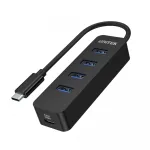 USB &scaron;akotuvas Unitek uHUB Q4 &mdash; 4 prievadų USB 3.2 Gen 1 (Type-A) &scaron;akotuvas, USB-C pagrindinis prievadas, 5 Gbit/s, 10 W, juodas