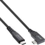 InLine USB4 kabelis, USB-C, vienas kampinis, PD 240W, 8K60Hz, TPE, juodas, 0,5 m