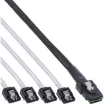 InLine SAS kabelis Mini SAS SFF8087 į 4x SATA tiesioginis OCR 0,5 m