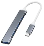 USB &scaron;akotuvas VAKOSS TC-4125X &mdash; 1&times; USB 3.0 Type-A, 3&times; USB 2.0 Type-A, sąsaja: USB Type-C, sidabrinis