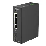 D-Link 6 prievadų Gigabit pramoninis PoE+ nevaldomas jungiklis su 2 SFP prievadais