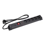 Maitinimo juosta Hawk HWPS502BK 1,5 m laidas, 5 lizdai, apsauga nuo vir&scaron;įtampių