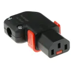 ACT C13 IEC Lock+ perjungiamas kairės arba de&scaron;inės pusės kampu i&scaron;vestas jungiamasis ki&scaron;tukas, juodas, PA130100RBK