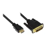 Anschlusskabel HDMI 19pol Stecker an DVI-D 24+1 Stecker, 24K vergoldete Stecker und Kupferkontakte, OFC, schwarz, 5m, Good Connections (GC-M0012)