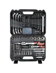 YATO 93 dalių 1/4 inch ir 1/2 inch lizdų ir įrankių rinkinys plastikiniame dėkle YT-38784