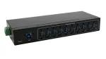 Exsys EX-11220HMVS USB 3.2 Gen 1 10 prievadų metalinis USB &scaron;akotuvas su DIN bėgio komplektu