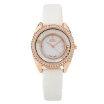 BELLEVUE Woman E50 33mm Quartz Analog Watch Stainless Steel Case Genuine Leather Strap