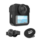 PULUZ 3-in-1 Kit Protective Case, Lens Cap, Hand Strap for GoPro Max 2 - Black