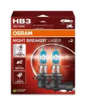 OSRAM Night Breaker Laser HB3 12V 60W P20d halogeninė lempa, dviejų vnt. pakuotė, iki 150% &scaron;viesesnė, 150m ilgesnis spindulys, 20% baltesnė &scaron;viesa