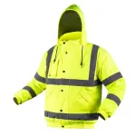 NEO TOOLS 81-712-M Įspėjamoji bomber tipo darbo striukė, lengvai izoliuota, fluorescencinė geltona, M dydis