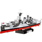 Konstrukcinis žaislas Cobi HMS Belfast 1:300 mastelio modelis COBI-4844, demonstruojamas istorinio Karali&scaron;kojo laivyno lengvojo kreiserio modelis