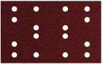 Metabo SRA 635194000 &scaron;lifavimo lapeliai su &bdquo;hook-and-loop&ldquo; tvirtinimu, 80 x 133 mm, P120 grūdėtumas, 16 skylių dulkių nusiurbimui, 50 vnt. pakelis